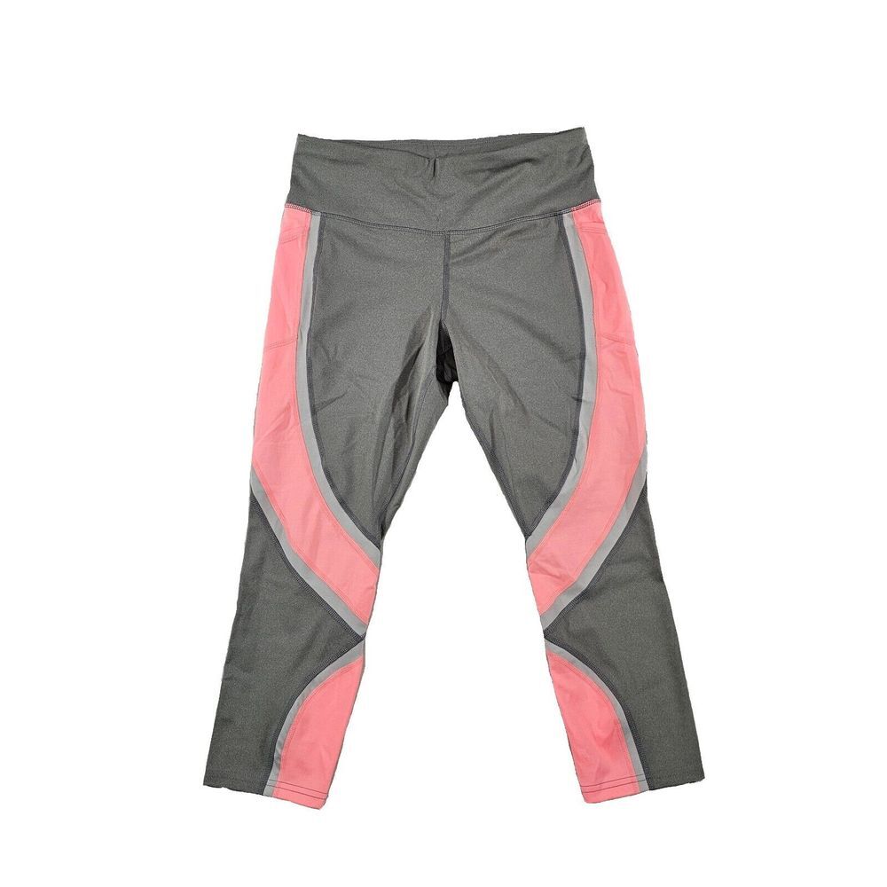 Avia Womens Pull On Leggings Elastic Waist High Rise Stretch Gray Pink Medium